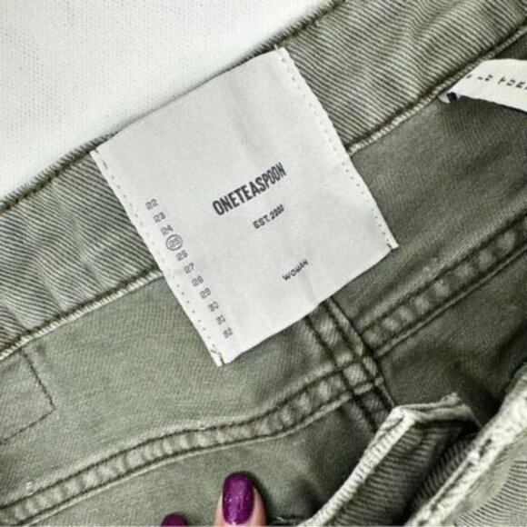 One Teaspoon Stevies Shorts Super Khaki Distressed Frayed Shorts Size 25 - Picture 5 of 7